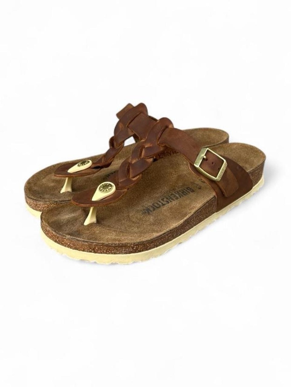 Birkenstock Gizeh Cognac Oiled Leather Braided Sandals EU 37 Women’s 6 Regular